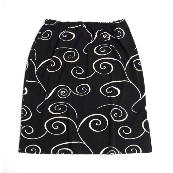 Black & white print stretch midi skirt sz 12 - 14 - Picture 1 of 4
